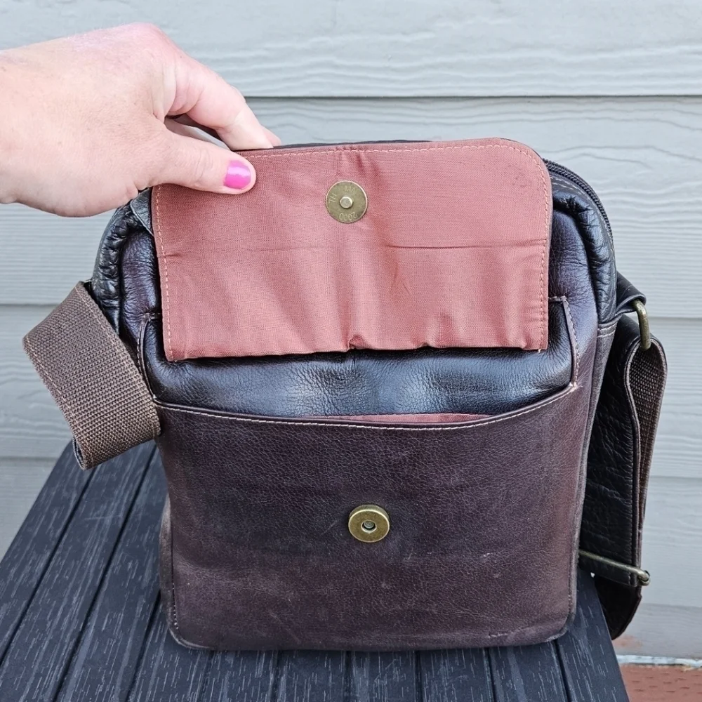 Colombian Leather Dark Brown Crossbody Bag Purse Men's Tote Satchel Quality Bag